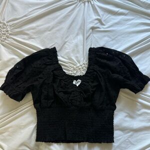 Black Patterned Crop Top